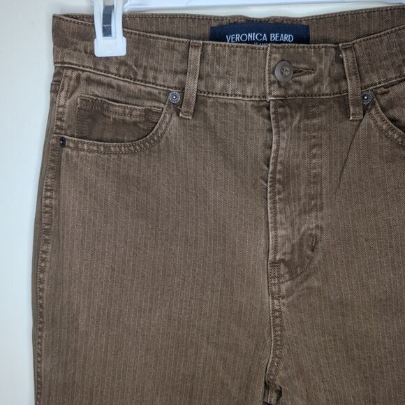 Veronica Beard Dylan Herringbone Cotton-Twill Straight-Leg Pants Deep Ochre, 27 - Picture 6 of 9